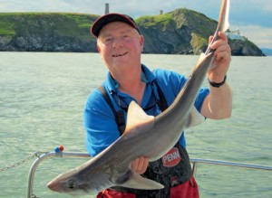 Well-known angling journalist Mike Thrussell and one of his Smooth-Hound taken in July, 2012